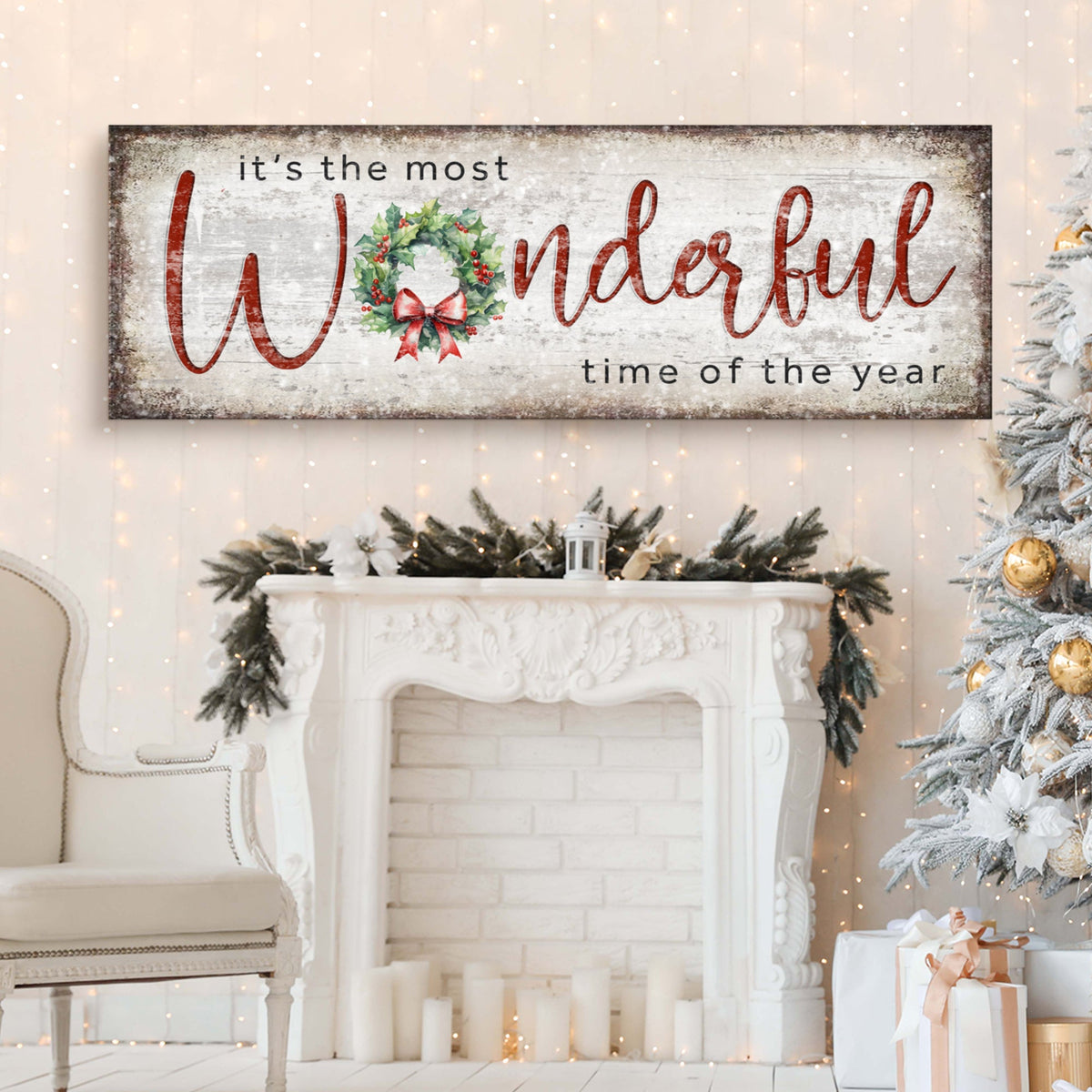 It's the Most Wonderful Time of the Year Christmas Canvas Sign