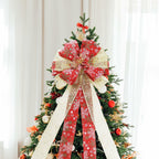 53" Red & Gold Christmas Tree Topper Bow