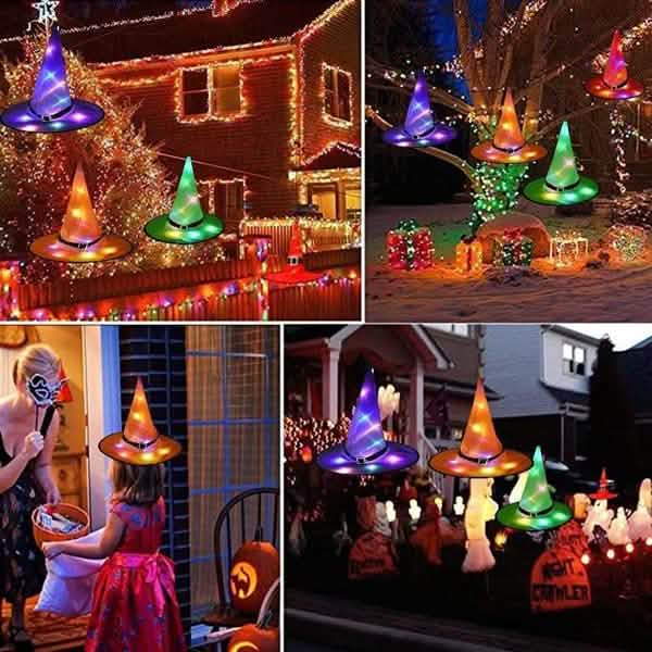 Glowing Witch Hat Halloween Lights – Hanging Indoor & Outdoor Décor