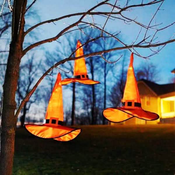 Glowing Witch Hat Halloween Lights – Hanging Indoor & Outdoor Décor
