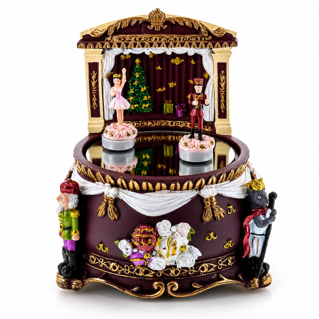 Animated Nutcracker Theatre Ballerina Christmas Music Box