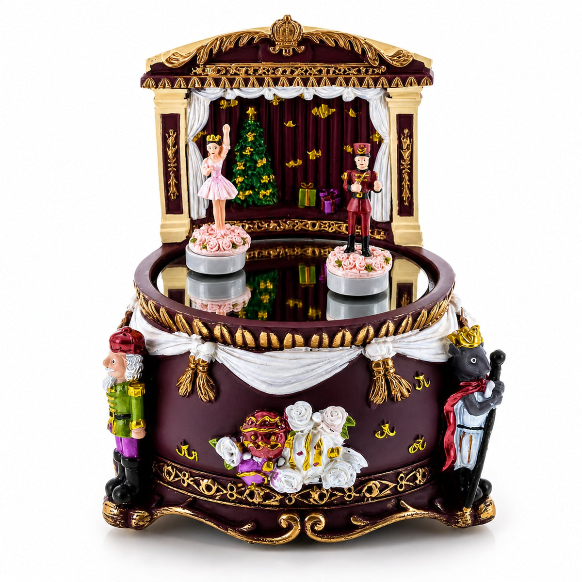 Animated Nutcracker Theatre Ballerina Christmas Music Box