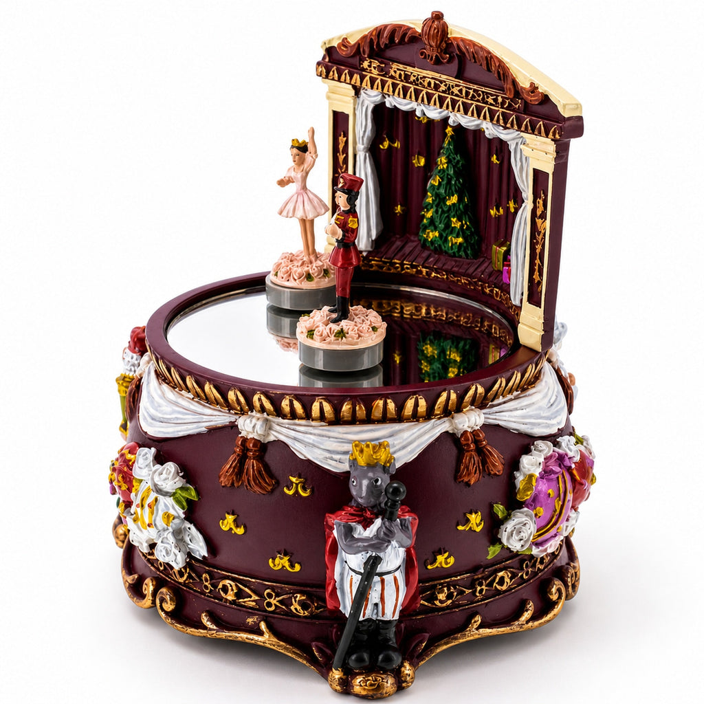 Animated Nutcracker Theatre Ballerina Christmas Music Box