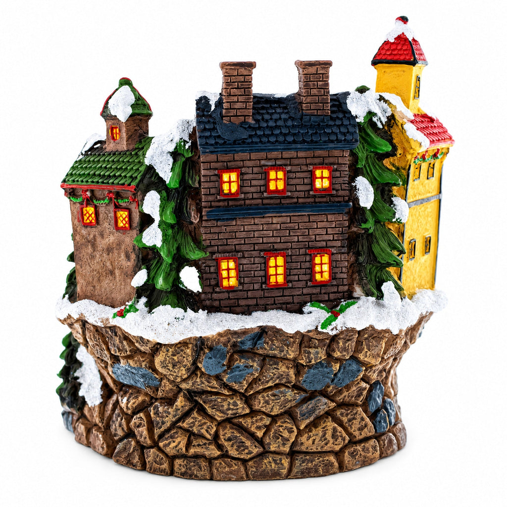 Animated Christmas Winter Village Ice Skating Music Box