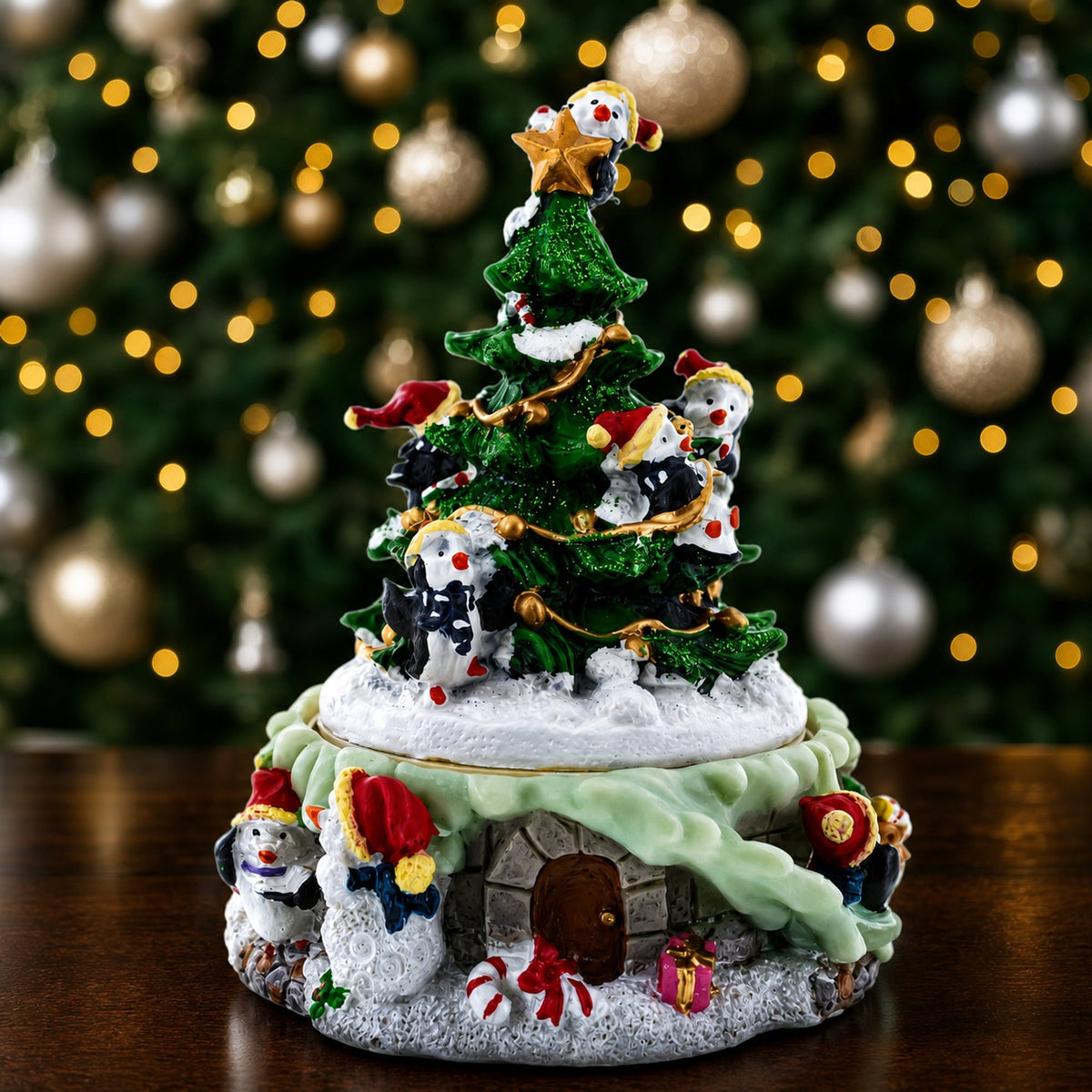 Animated Musical Penguin Christmas Tree – Rotating Jingle Bells Music Box