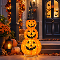 5-Foot Pre-Lit Halloween Pumpkin Stack with Witch Hat & 100 LED Lights