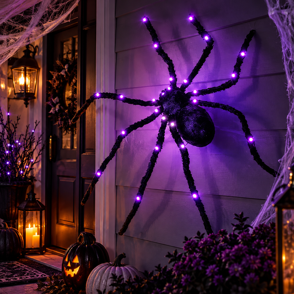 Midnight Crawler 49" Light-Up Halloween Spider