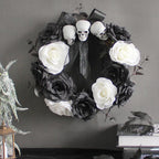 Midnight Mourning Skull & Rose Halloween Wreath