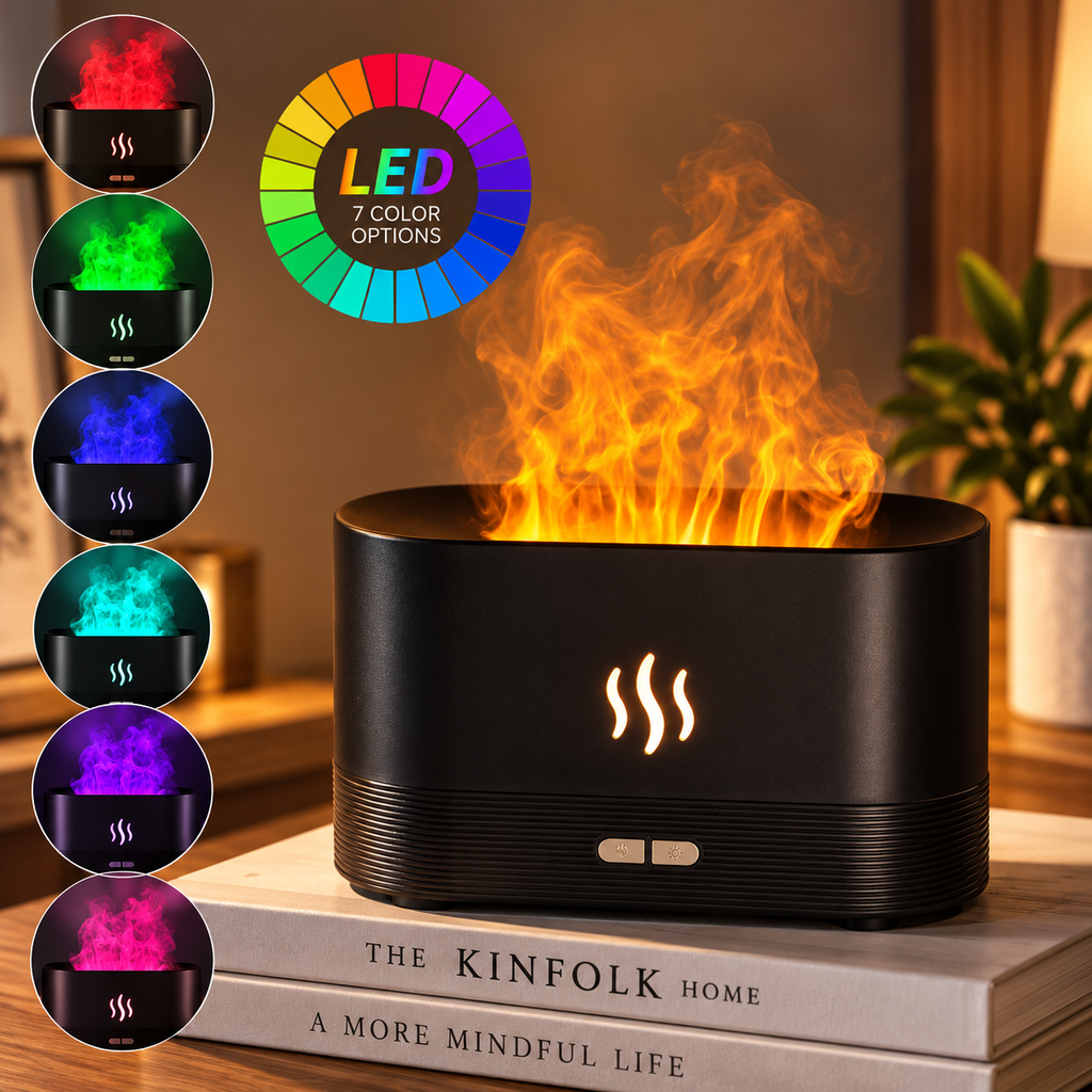 Fireside Glow 180mL Flame-Effect Aromatherapy Diffuser