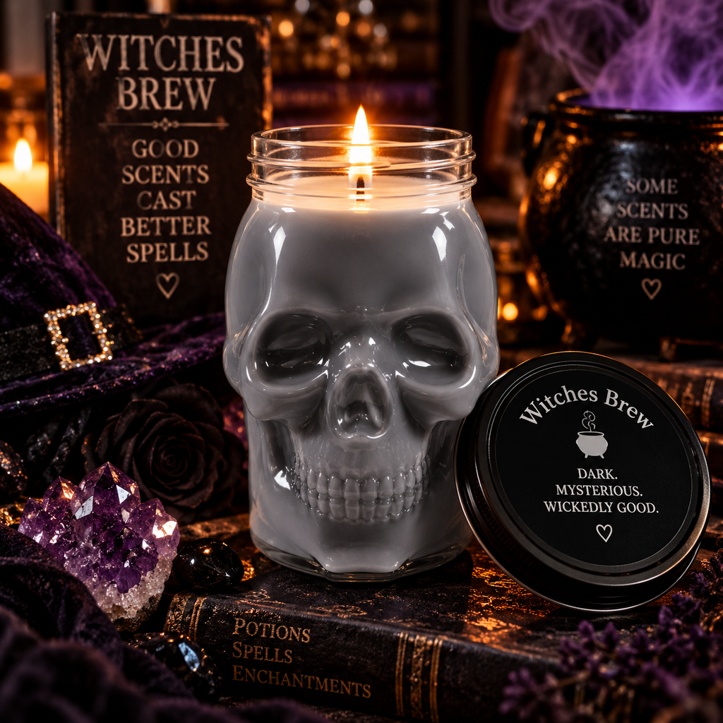 Witches Brew™ Premium Skull Candle | 16.5 oz