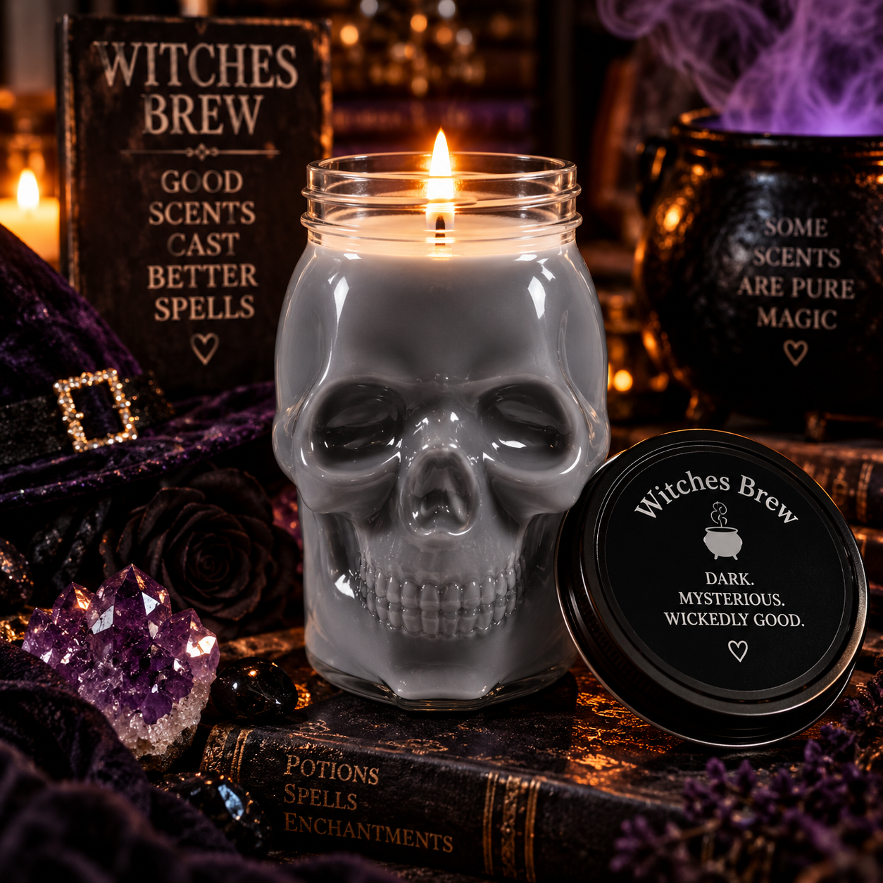 Witches Brew™ Premium Skull Candle | 16.5 oz