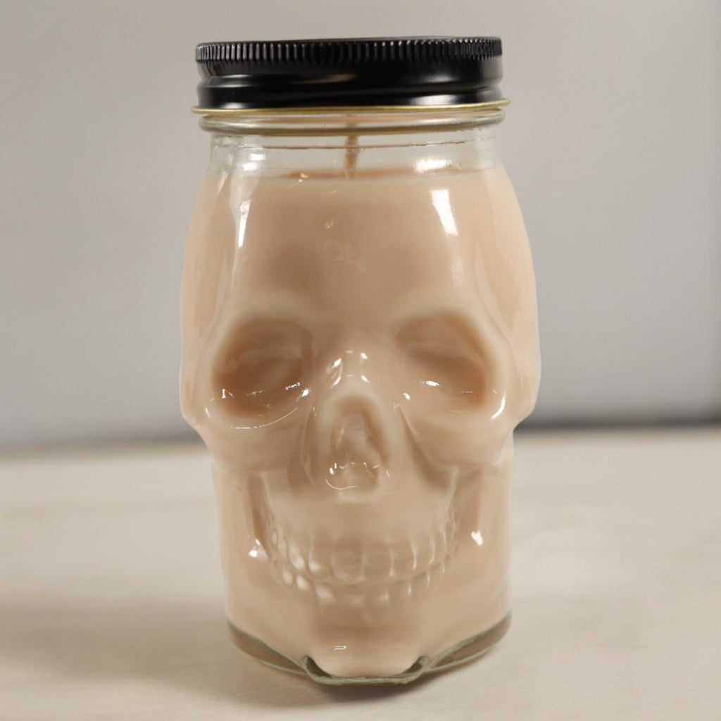 Mahogany Teakwood Premium Skull Candle | 16.5 oz