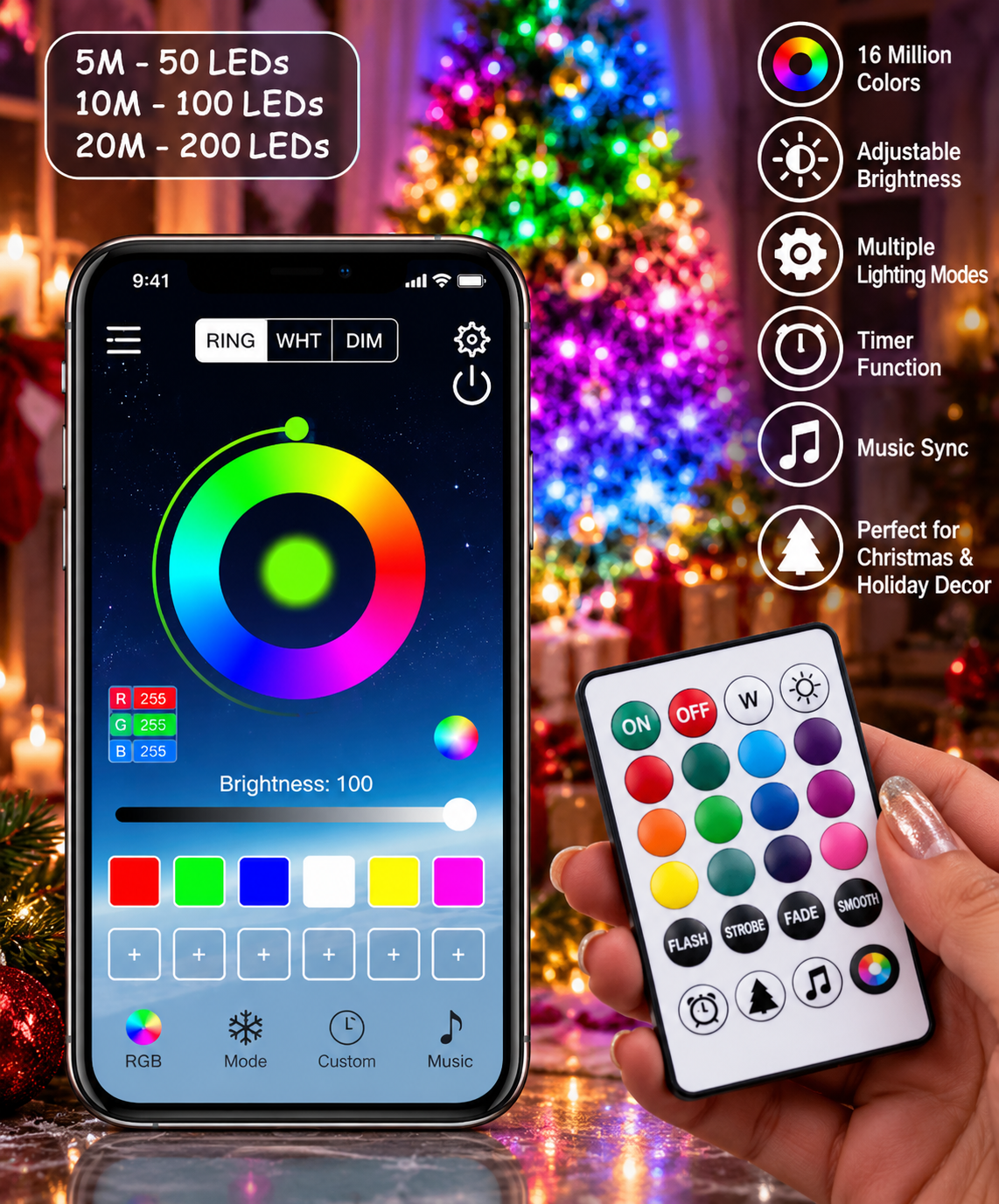 Enchanted Glow™ Smart LED Christmas String Lights