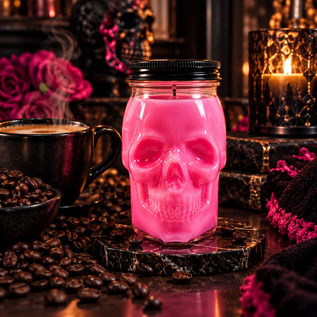Hot Pink Coffee™ Premium Skull Candle | 16.5 oz