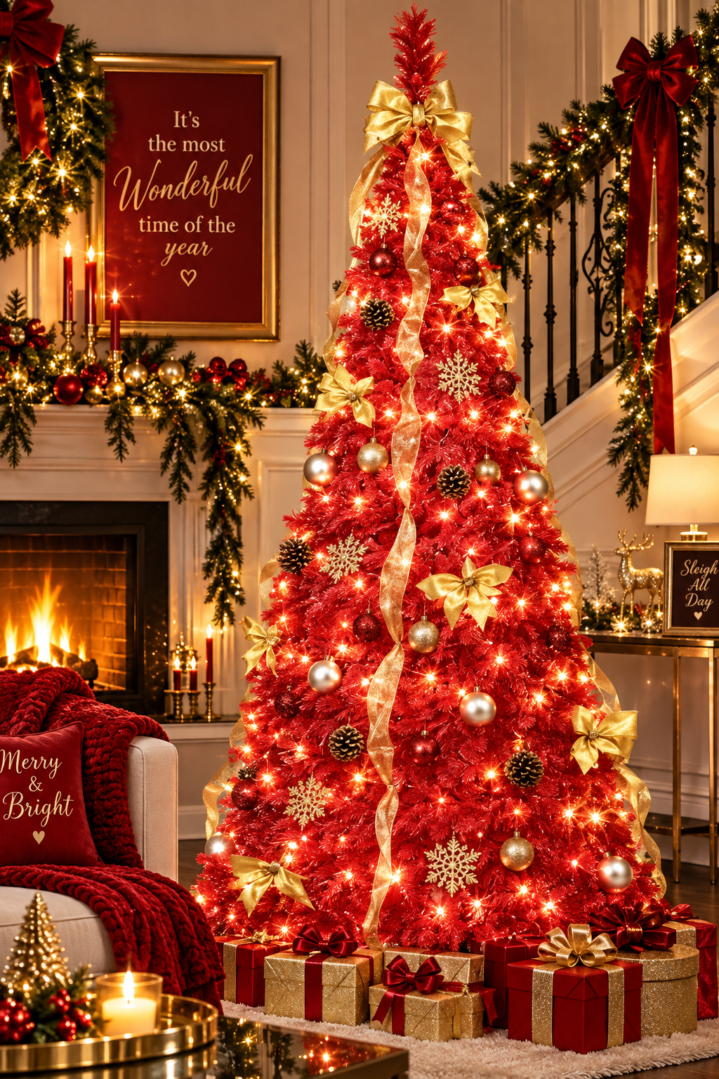 Scarlet Splendor 6-Ft Pre-Lit Pop-Up Christmas Tree
