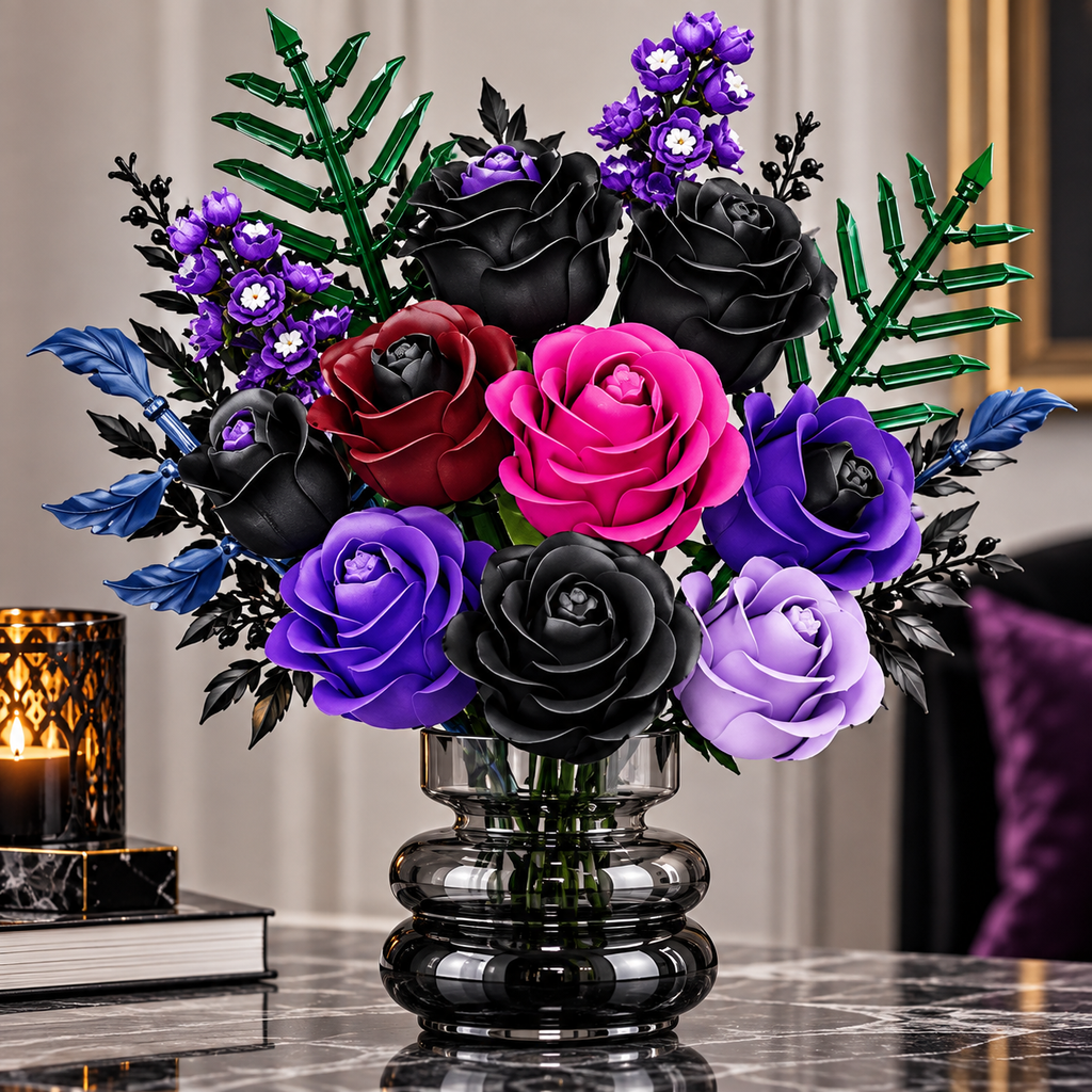 Midnight Garden Gothic Rose Bouquet Building Set – 546 Pieces