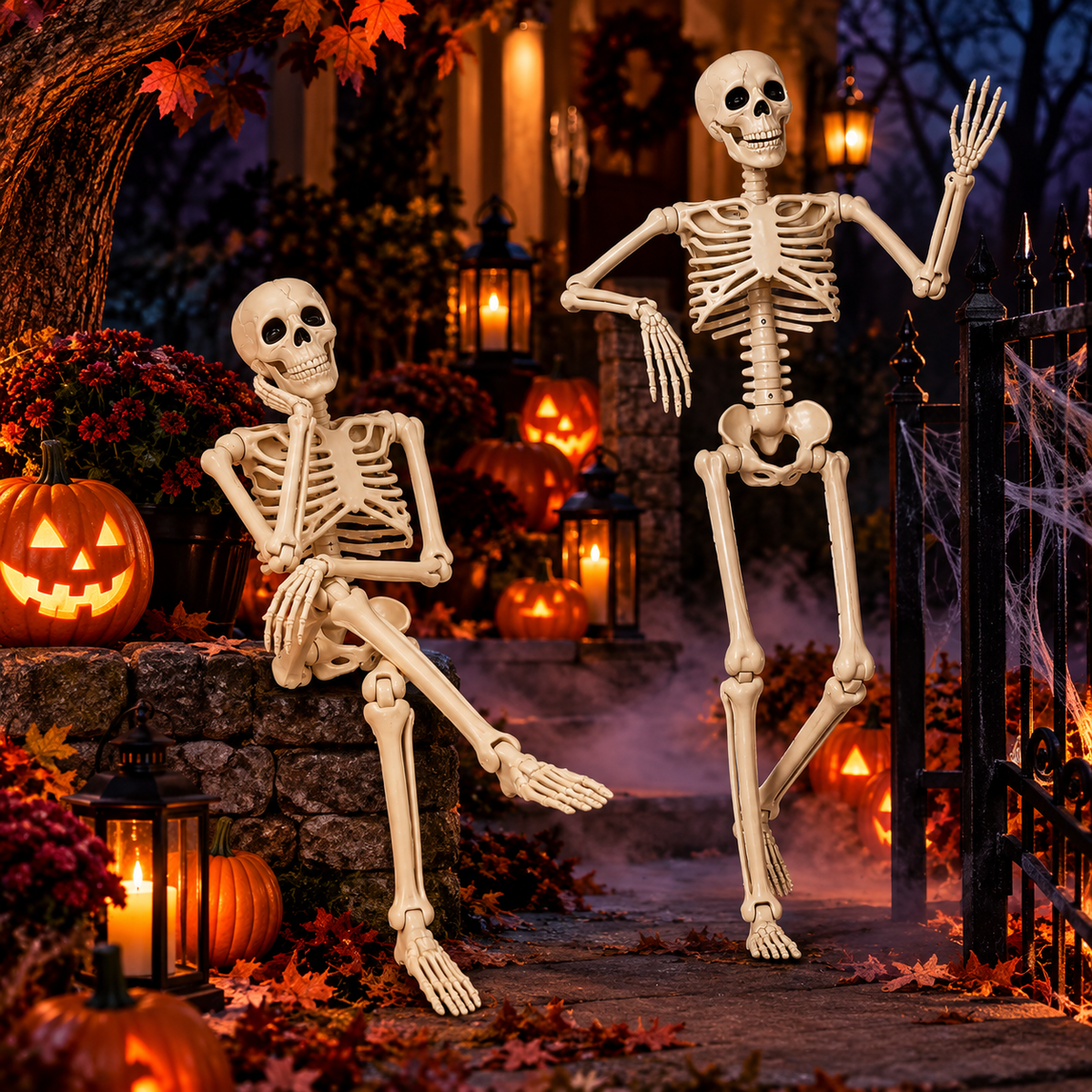 Bone Chilling 3' Poseable Skeleton Duo
