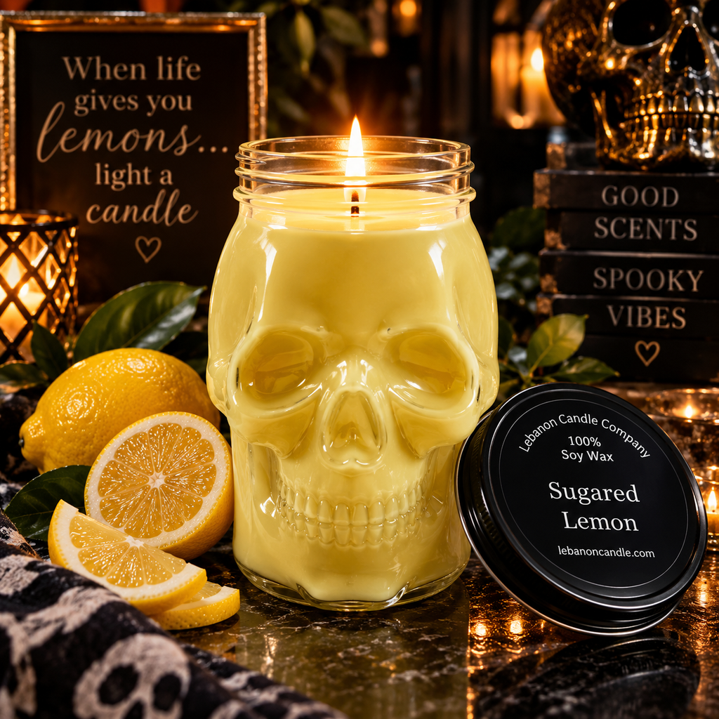 Sugared Lemon Premium Skull Candle | 16.5 oz