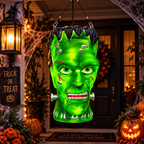 Giant Frankenstein Monster Hanging Lantern – 22" Lighted Outdoor Halloween Decoration