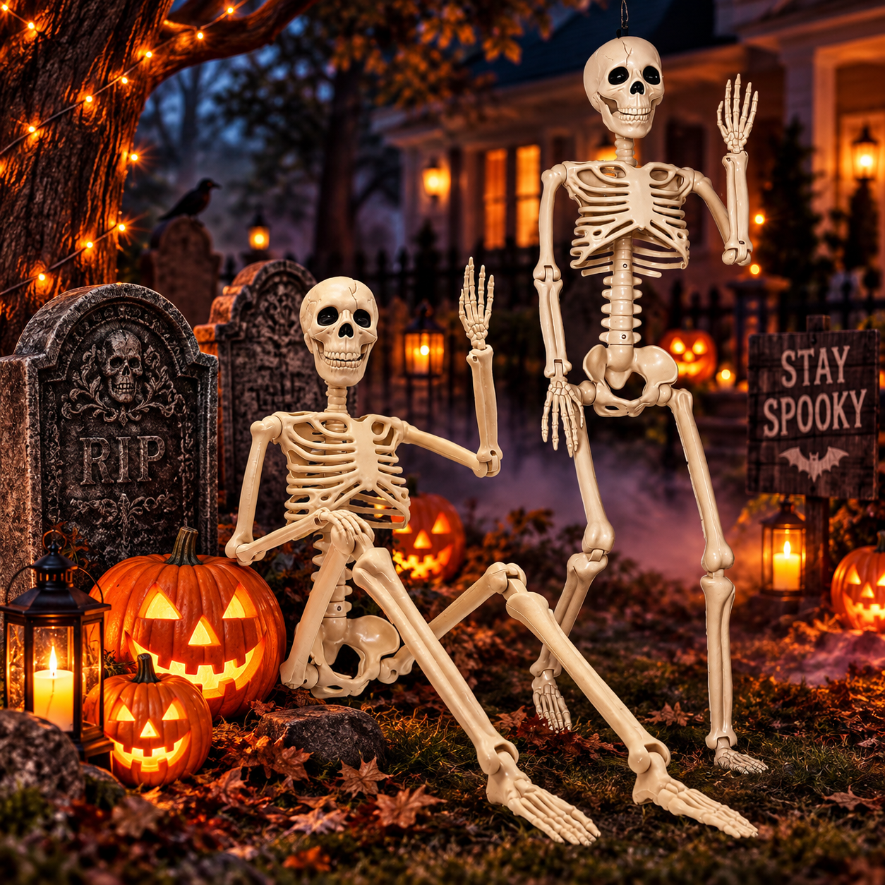 Bone Chilling 3' Poseable Skeleton Duo