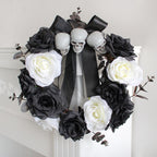 Midnight Mourning Skull & Rose Halloween Wreath