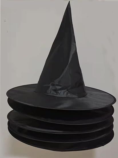 5-Piece Classic Black Witch Hat Set – Halloween Costume & Party Décor