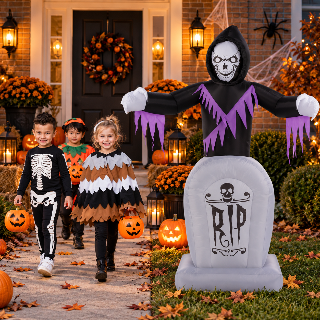 8FT Light-Up Grim Reaper & Tombstone Halloween Inflatable