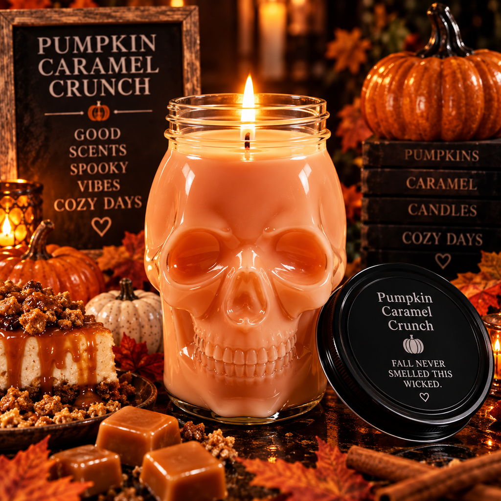 Pumpkin Caramel Crunch™ Premium Skull Candle | 16.5 oz