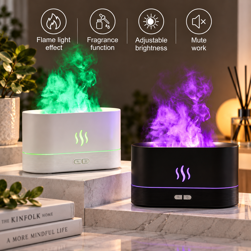 Fireside Glow 180mL Flame-Effect Aromatherapy Diffuser