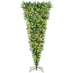 7.5 FT Pre-Lit Snowy Upside-Down Christmas Tree – 400 Warm White LED Lights