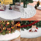 Sleigh All Day Snow-Kissed Christmas Tree Skirt – White Faux Fur with Snowflake Detail