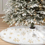 Sleigh All Day Snow-Kissed Christmas Tree Skirt – White Faux Fur with Snowflake Detail